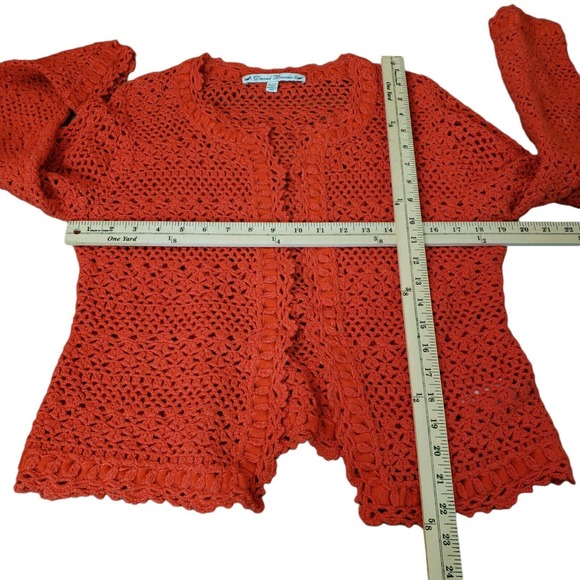 David Brooks Womens Orange Open Crochet Sweater Top XL Lightweight Stretch Used - Picture 4 of 12